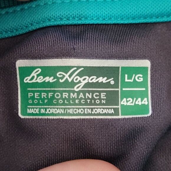 Mens Ben Hogan Polo L Teal Green Gray Black Color Blocked Performance Golf - Picture 11 of 11